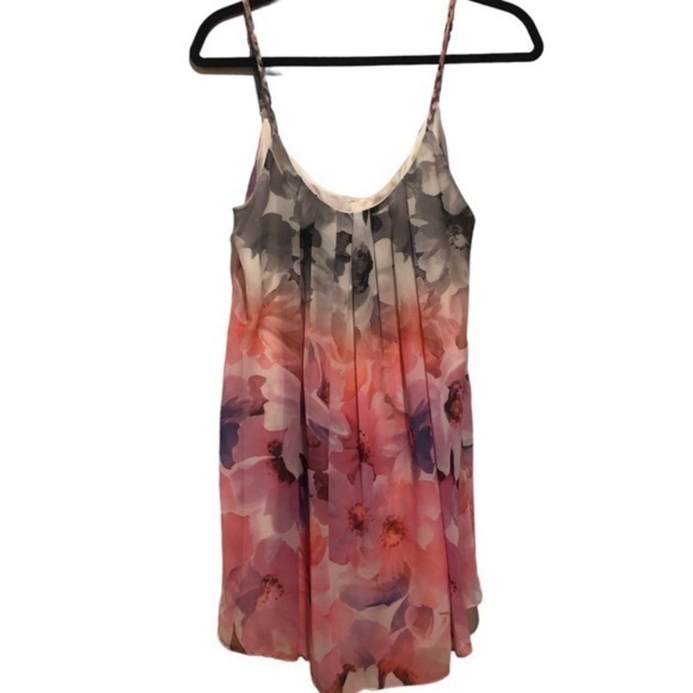 Anthropologie Pink Coral Floral Mini Dress